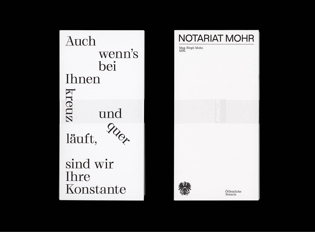 Ein Flyer für das Notariat Mohr von Zunder.